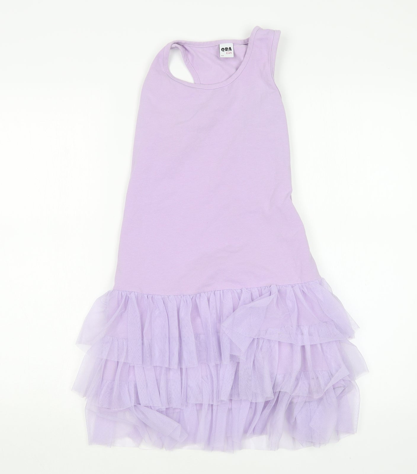 QBA Girls Purple  Cotton Tank Dress  Size 14 Years  Round Neck