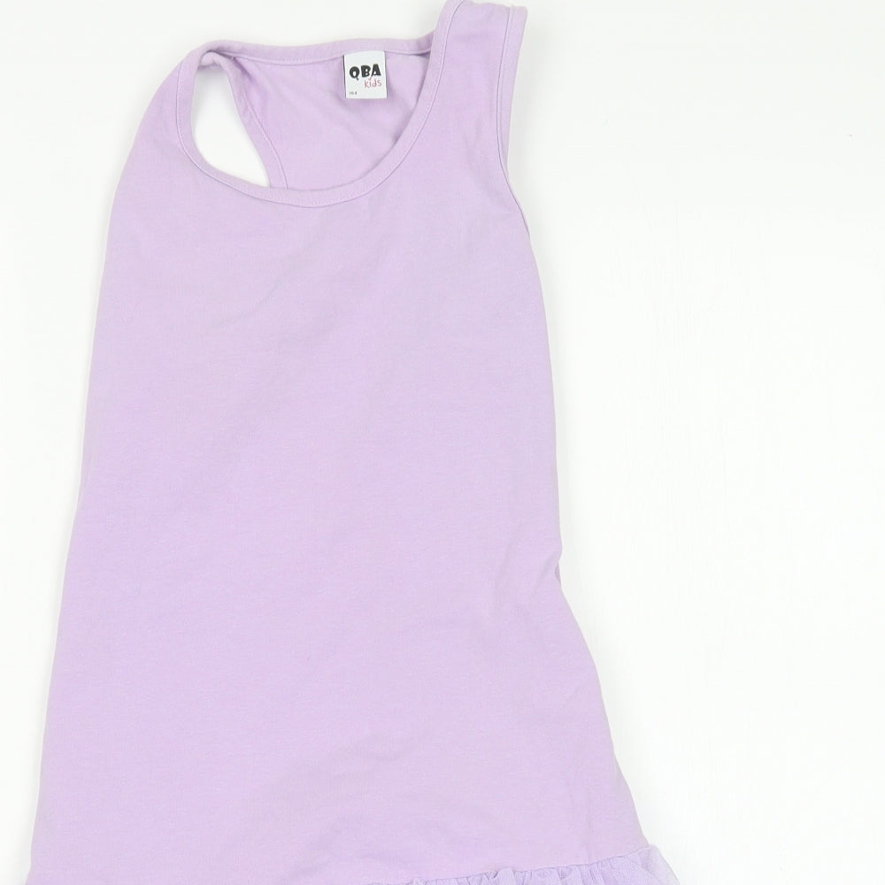 QBA Girls Purple  Cotton Tank Dress  Size 14 Years  Round Neck