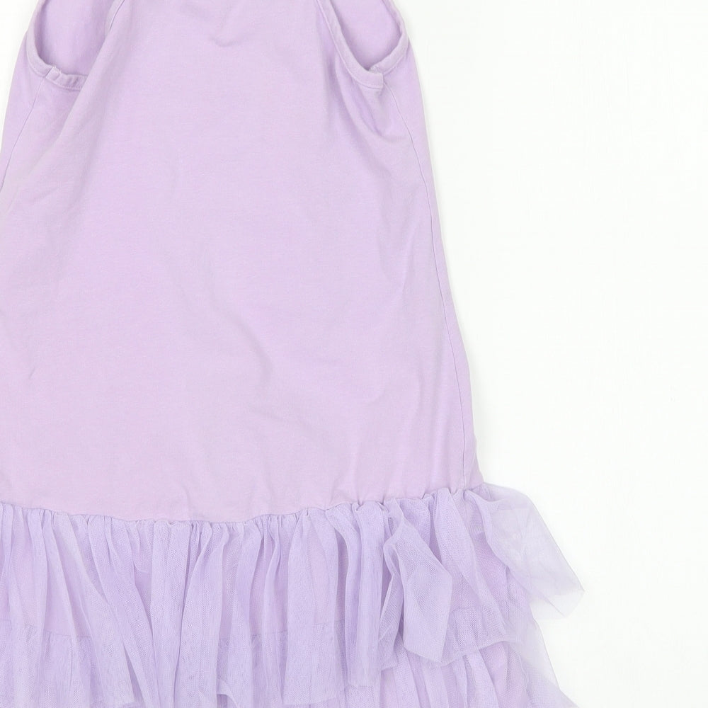 QBA Girls Purple  Cotton Tank Dress  Size 14 Years  Round Neck
