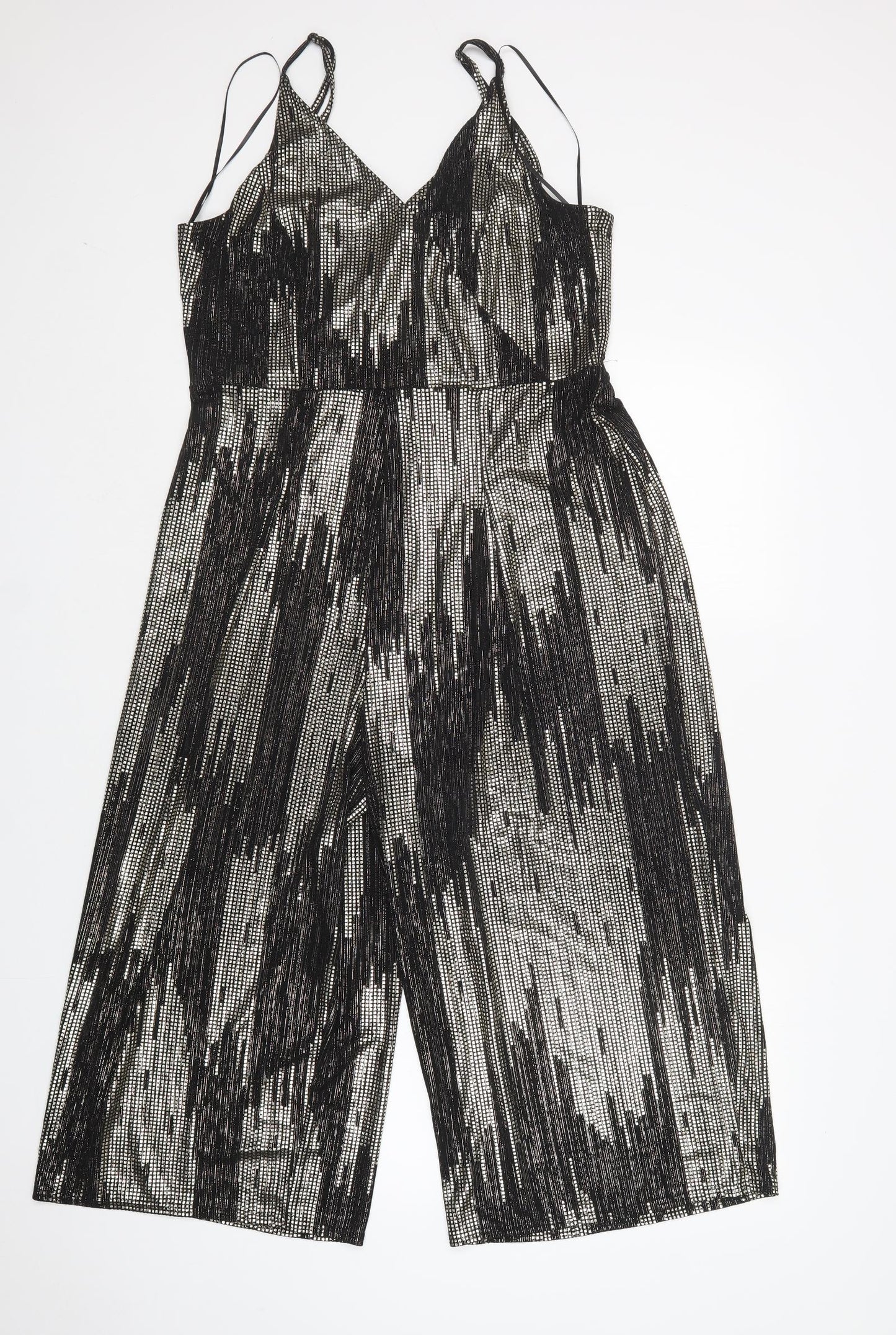 F&F Womens Multicoloured Geometric Polyester Jumpsuit One-Piece Size 16