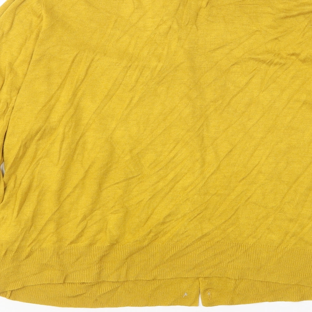 M&S Womens Yellow Round Neck  Viscose Cardigan Jumper Size 14