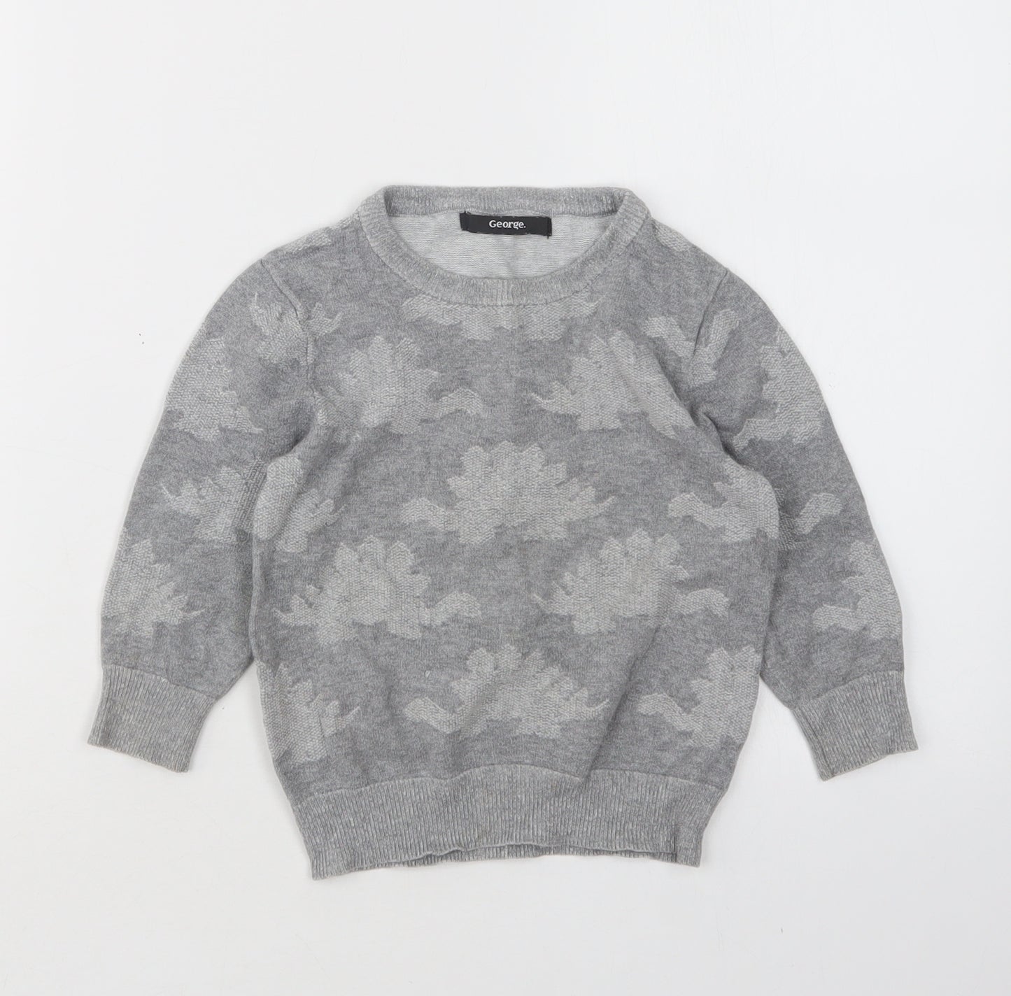 George Boys Grey  Cotton Pullover Sweatshirt Size 2-3 Years   - Dinosaur