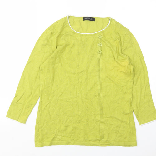 Just Elegance Womens Green Round Neck  Viscose Pullover Jumper Size M