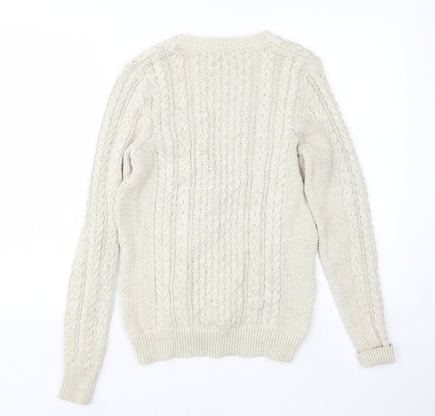 Mango Womens Beige V-Neck  Cotton Cardigan Jumper Size S
