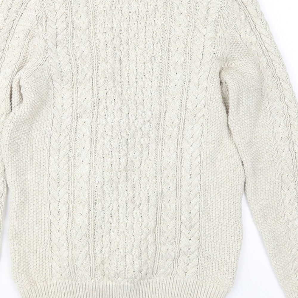 Mango Womens Beige V-Neck  Cotton Cardigan Jumper Size S