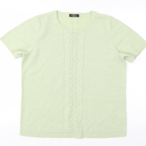 BM Womens Green Round Neck  Acrylic Pullover Jumper Size M
