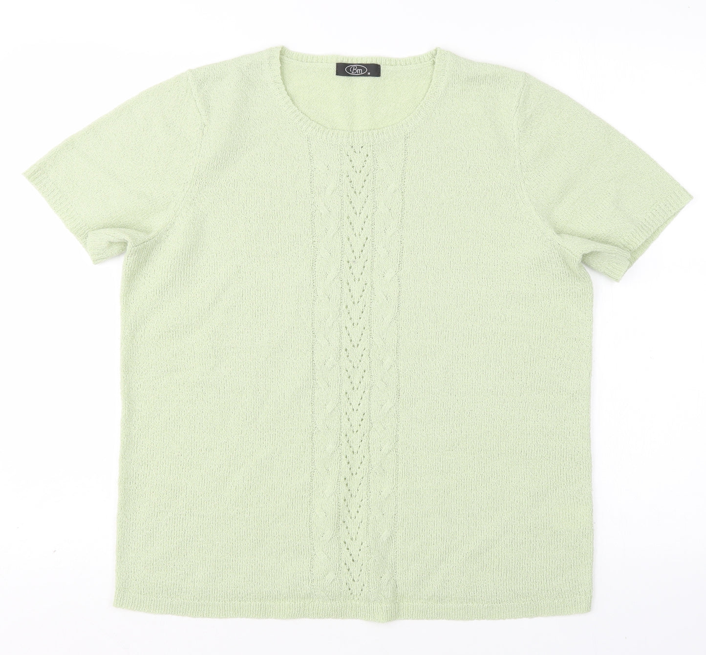 BM Womens Green Round Neck  Acrylic Pullover Jumper Size M