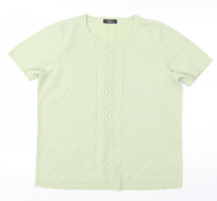 BM Womens Green Round Neck  Acrylic Pullover Jumper Size M