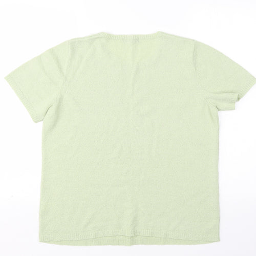 BM Womens Green Round Neck  Acrylic Pullover Jumper Size M
