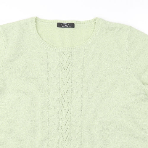 BM Womens Green Round Neck  Acrylic Pullover Jumper Size M