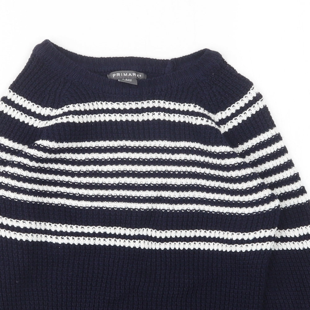 Primark Boys Multicoloured Round Neck Striped Cotton Pullover Jumper Size 7-8 Years
