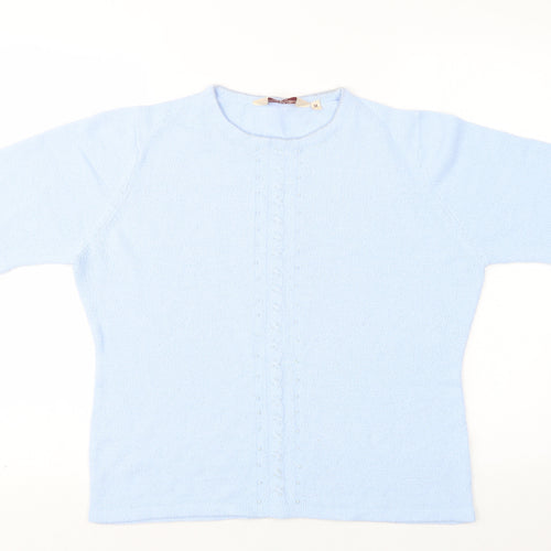 EWM Womens Blue Round Neck  Acrylic Pullover Jumper Size M