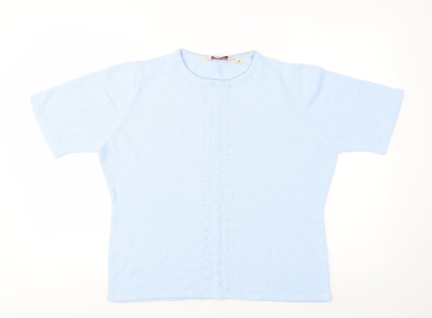 EWM Womens Blue Round Neck  Acrylic Pullover Jumper Size M