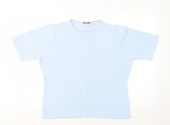 EWM Womens Blue Round Neck  Acrylic Pullover Jumper Size M