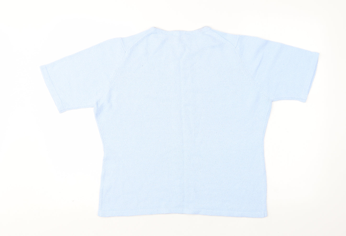 EWM Womens Blue Round Neck  Acrylic Pullover Jumper Size M