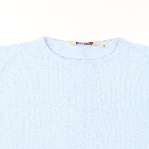 EWM Womens Blue Round Neck  Acrylic Pullover Jumper Size M