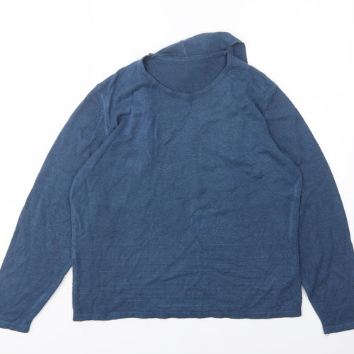 M&S Womens Blue Round Neck  Modal Pullover Jumper Size 14