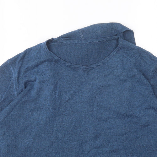 M&S Womens Blue Round Neck  Modal Pullover Jumper Size 14