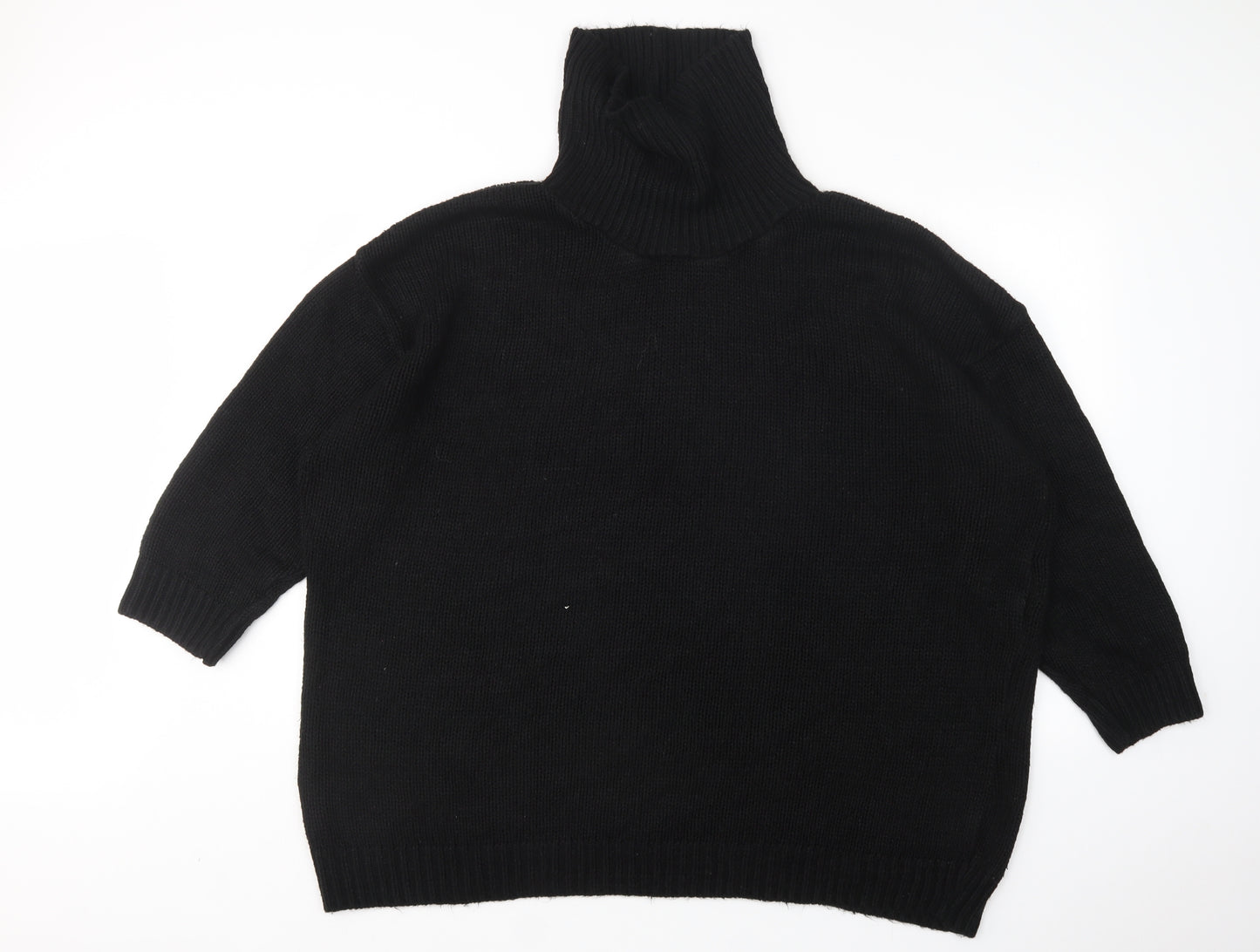 PRETTYLITTLETHING Womens Black Roll Neck  Acrylic Pullover Jumper Size 22