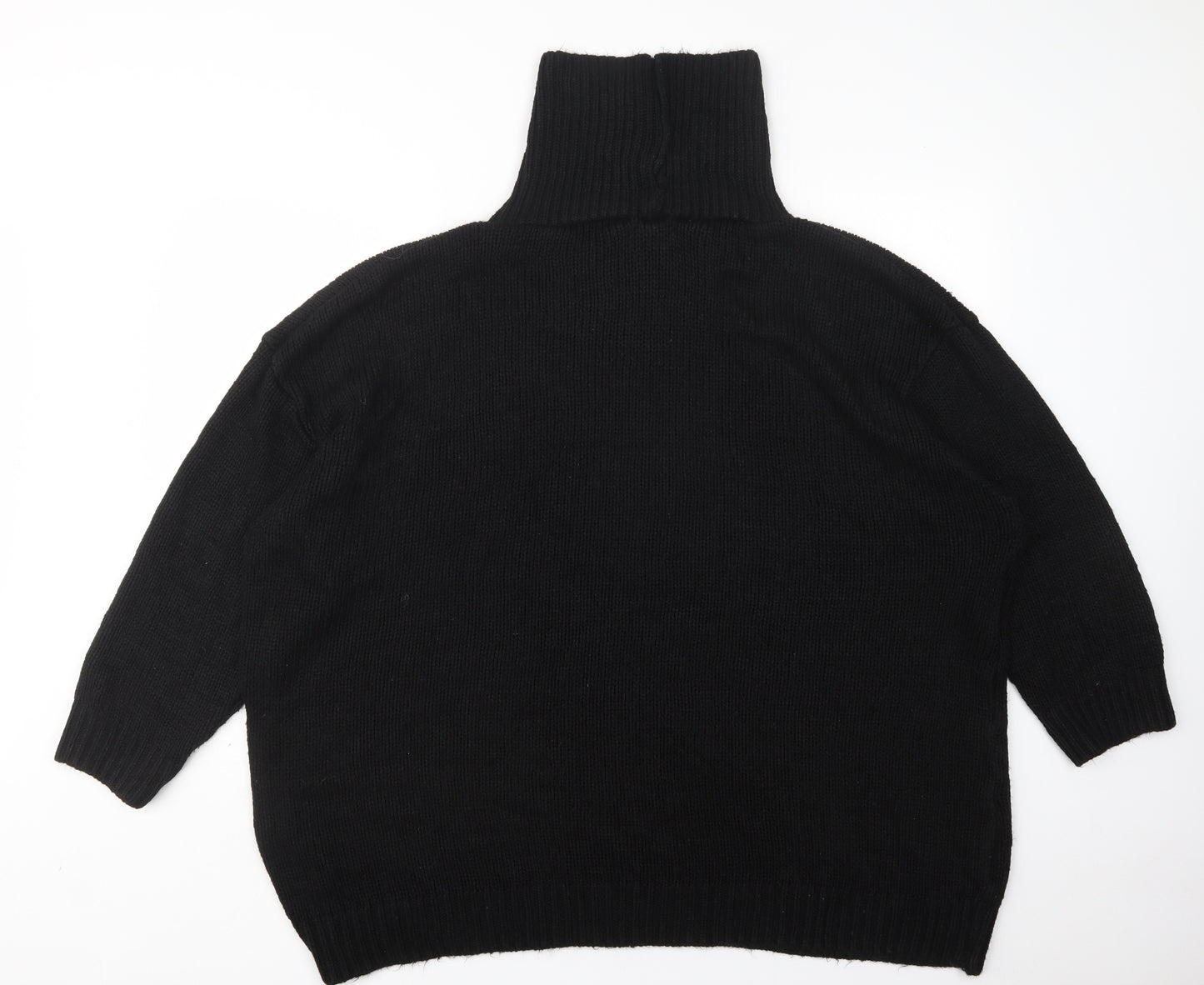 PRETTYLITTLETHING Womens Black Roll Neck  Acrylic Pullover Jumper Size 22