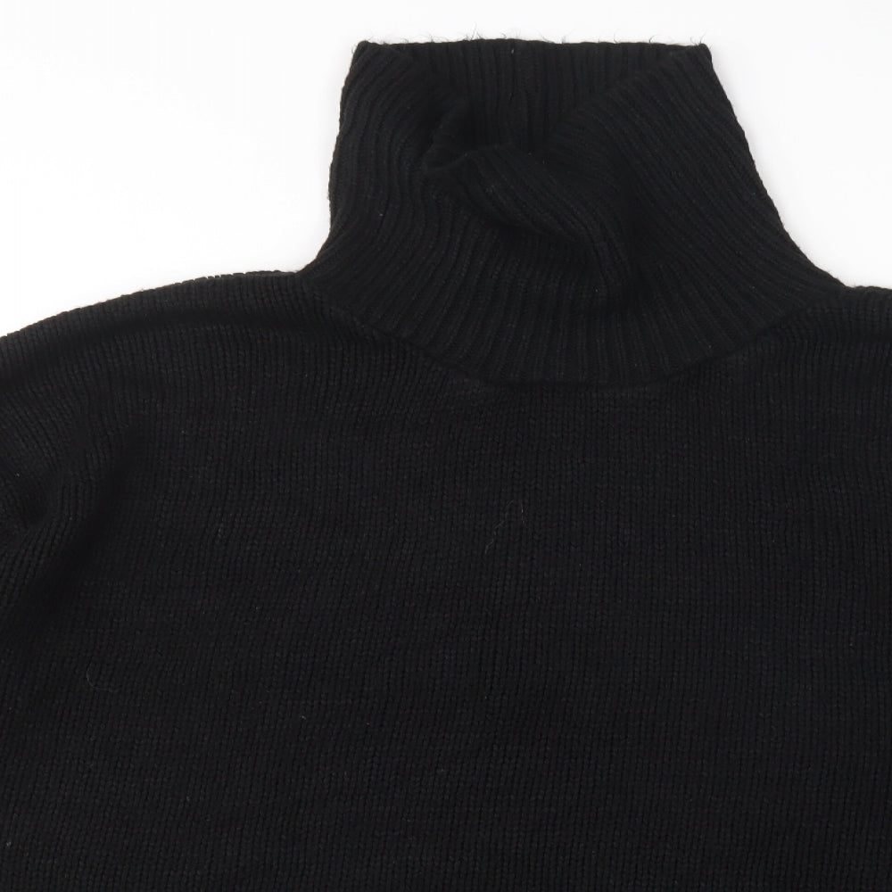 PRETTYLITTLETHING Womens Black Roll Neck  Acrylic Pullover Jumper Size 22