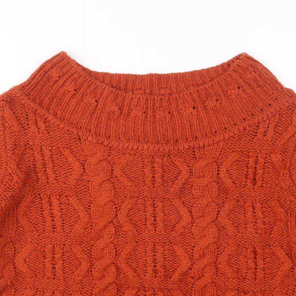 TU Womens Brown Round Neck  Acrylic Pullover Jumper Size 16