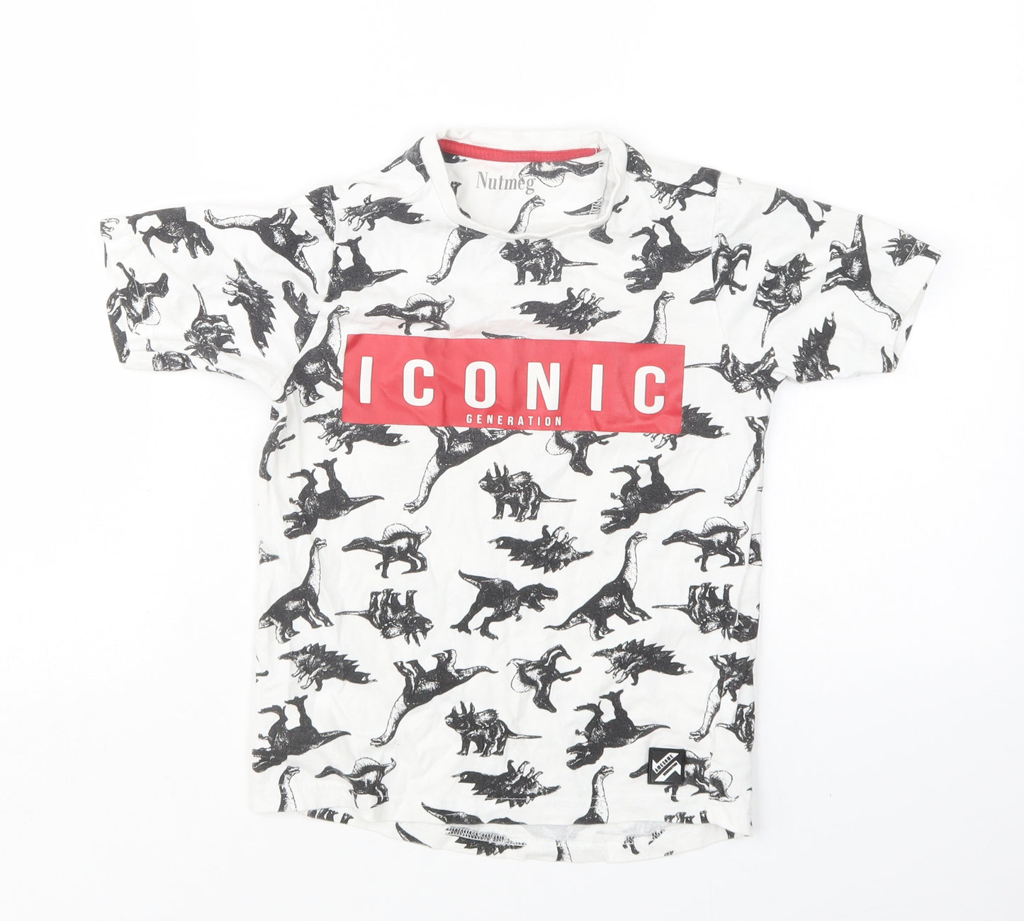 Nutmeg Boys Multicoloured  Cotton Basic T-Shirt Size 6-7 Years Round Neck  - Dinosaur
