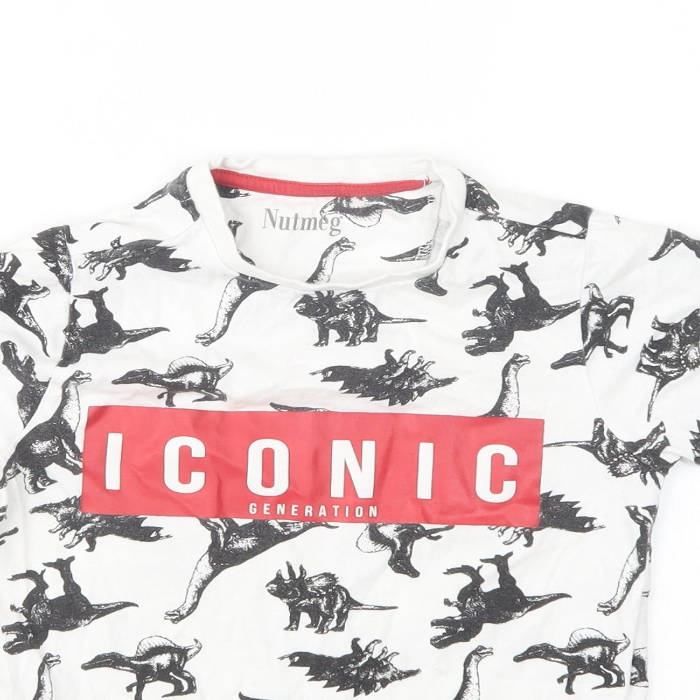 Nutmeg Boys Multicoloured  Cotton Basic T-Shirt Size 6-7 Years Round Neck  - Dinosaur