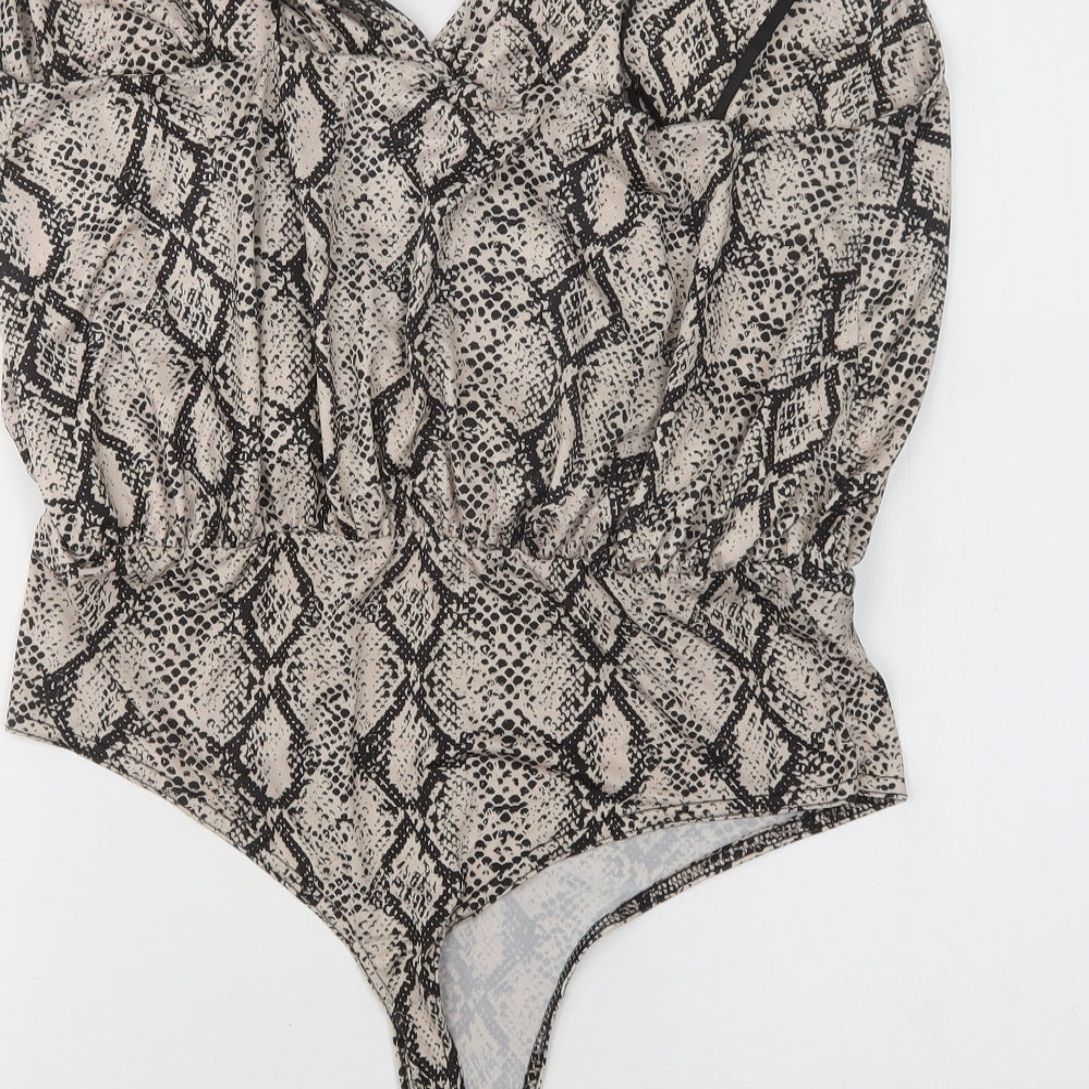 Boohoo Womens Multicoloured Animal Print Polyester Bodysuit One-Piece Size 18