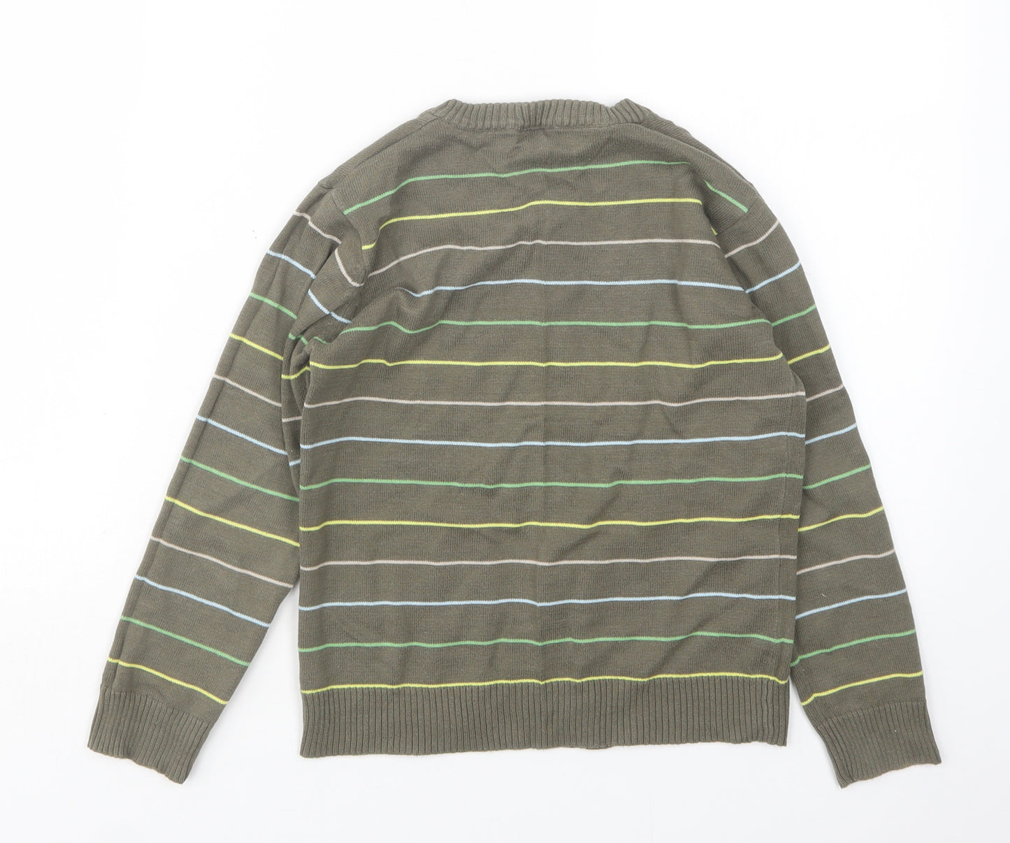 M&Co Boys Multicoloured Round Neck Striped Cotton Pullover Jumper Size 7-8 Years