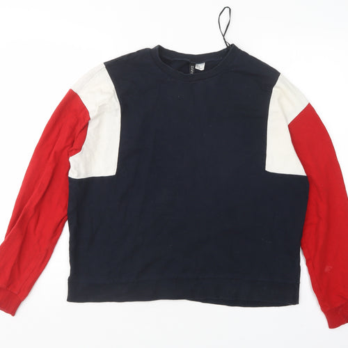 H&M Womens Multicoloured  Cotton Pullover Sweatshirt Size M