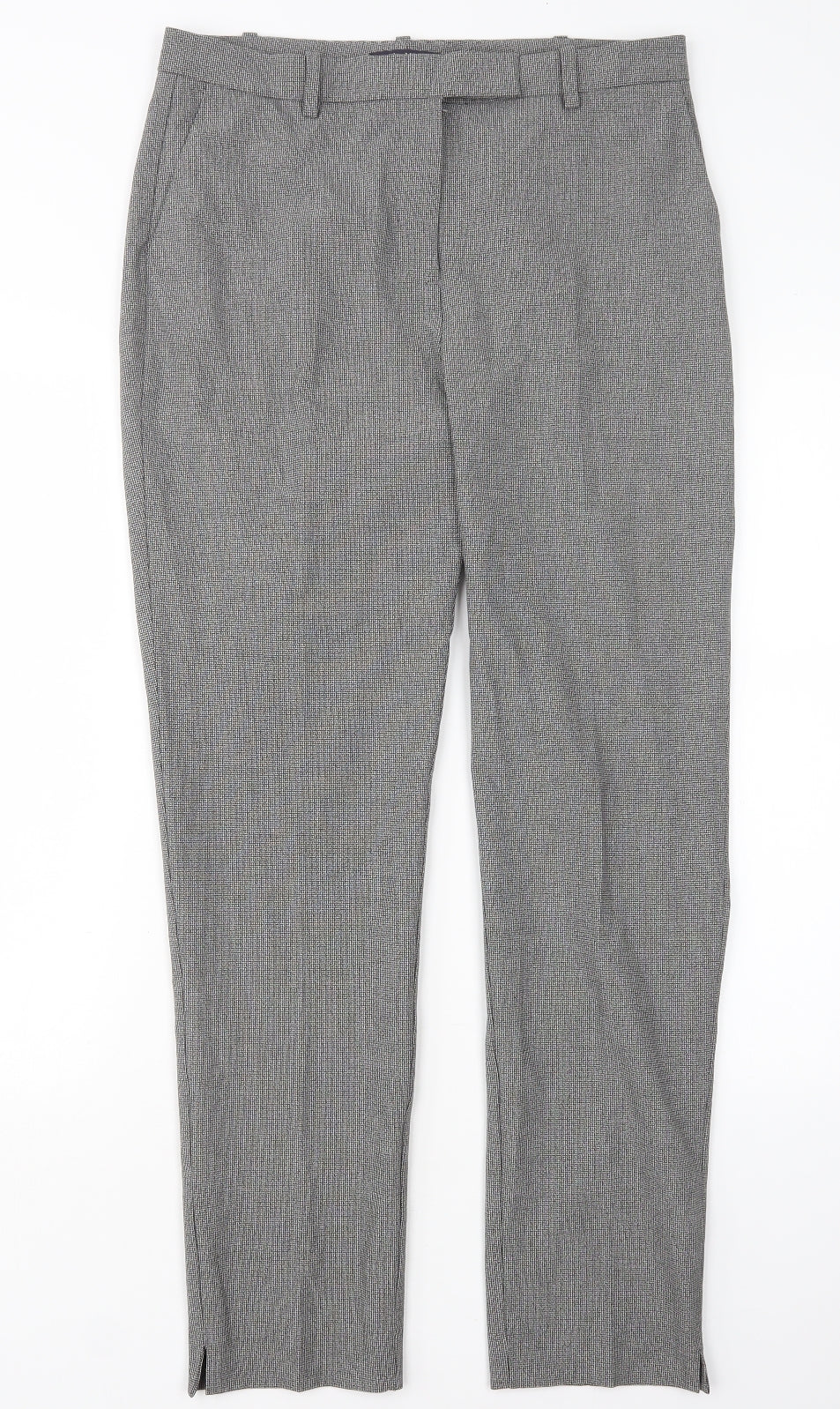 M&S Womens Multicoloured Houndstooth Polyester Trousers  Size 12 L30 in Regular