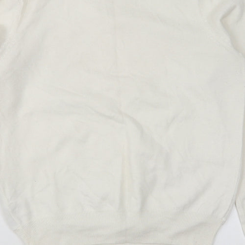 Coast Womens White Round Neck Floral Polyamide Pullover Jumper Size XS