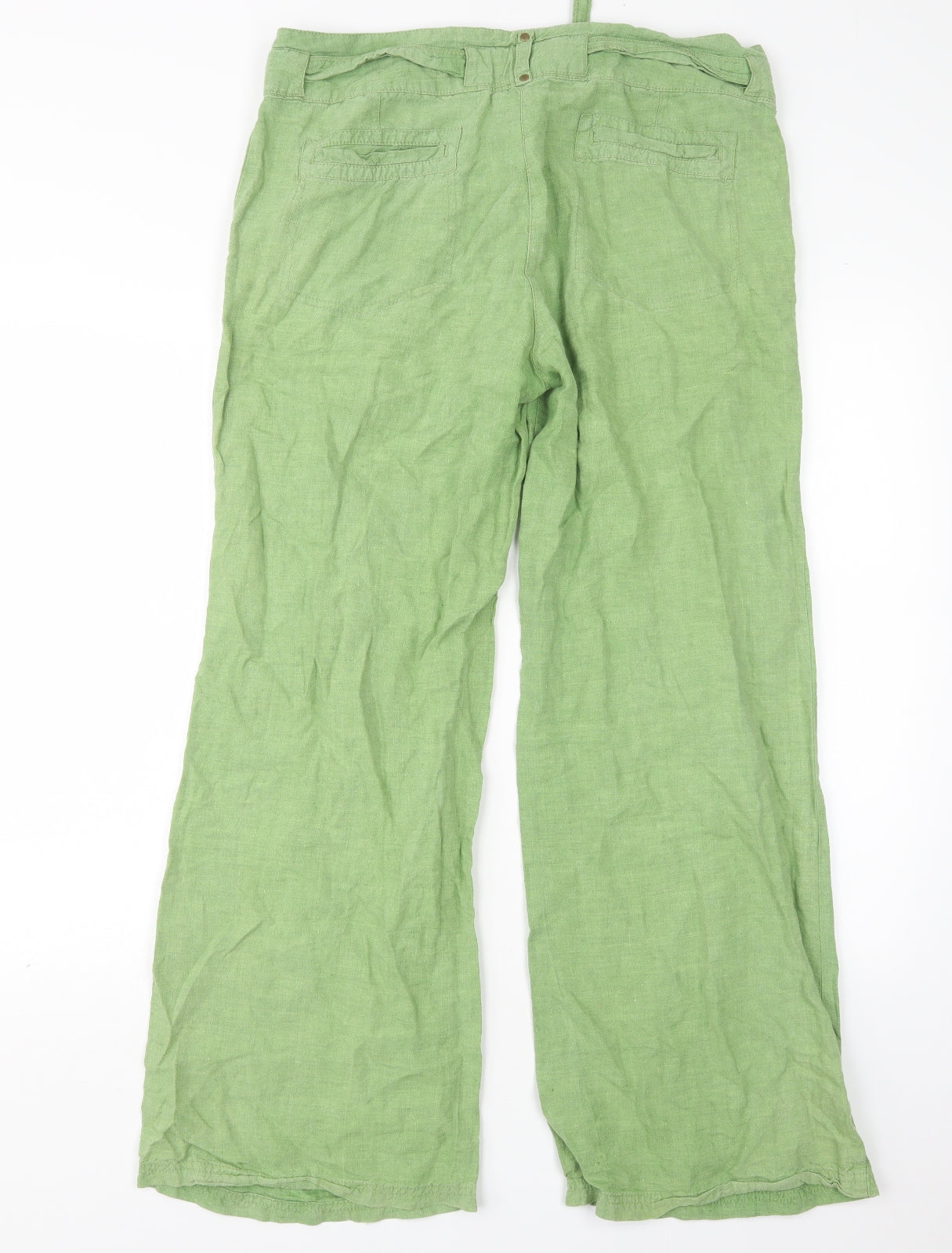 Principles Womens Green  Linen Chino Trousers Size 14 L30 in Regular