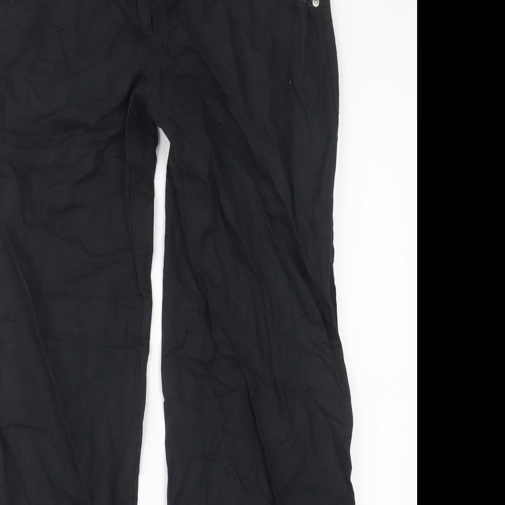 Internacionale Womens Black  Linen Chino Trousers Size 14 L32 in Regular