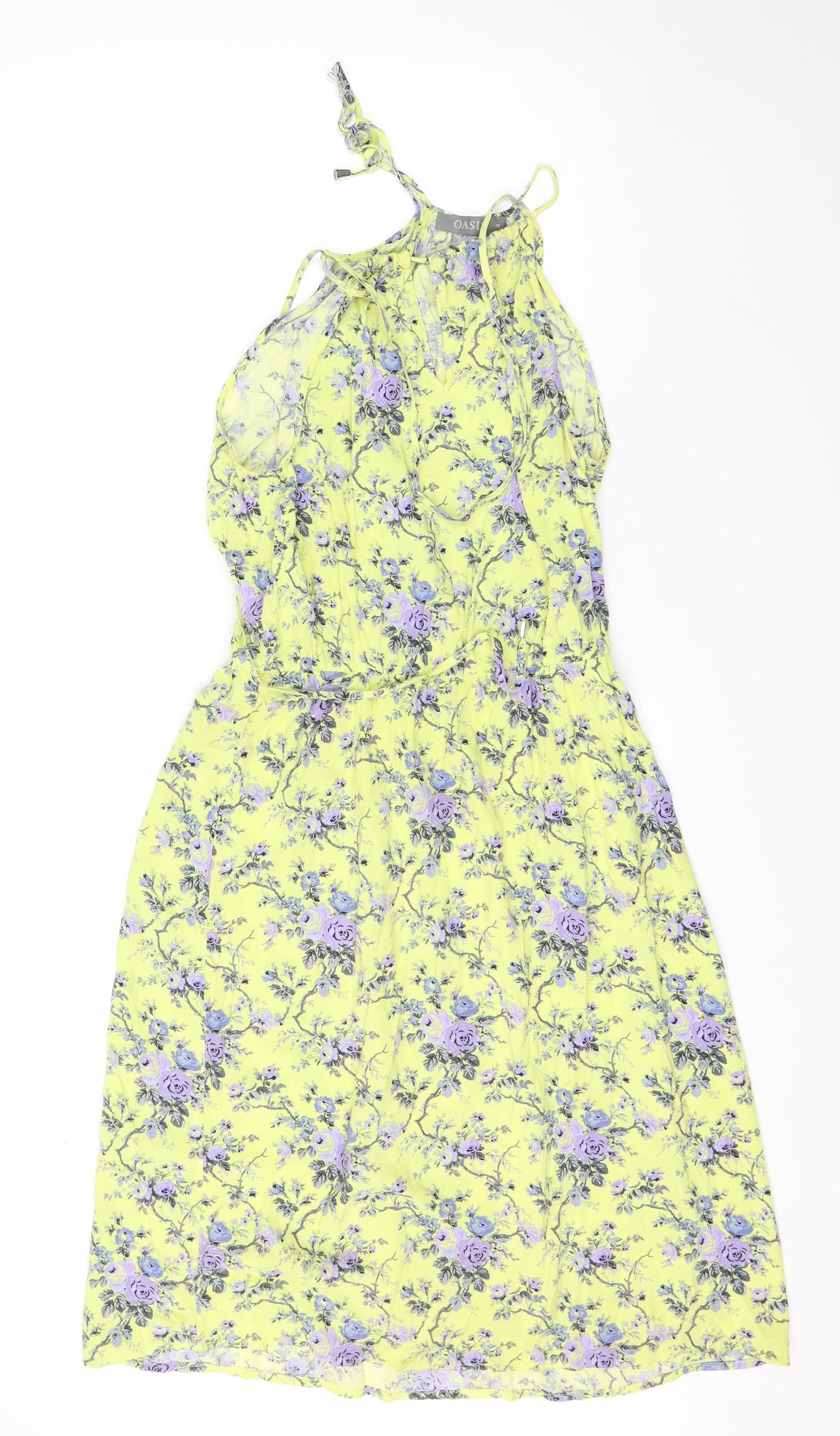 Oasis Womens Yellow Floral Viscose Shift  Size 10  Square Neck