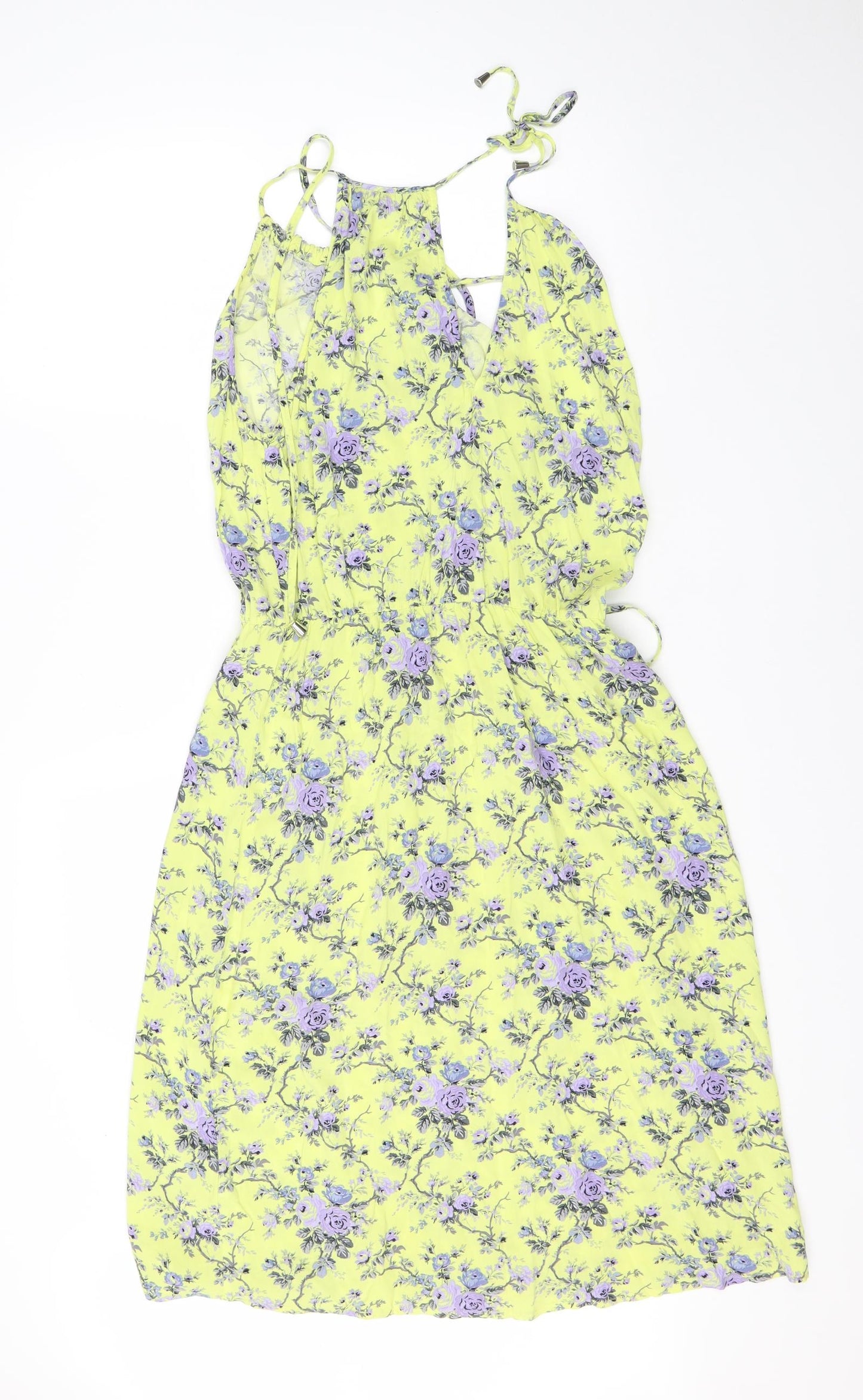 Oasis Womens Yellow Floral Viscose Shift  Size 10  Square Neck