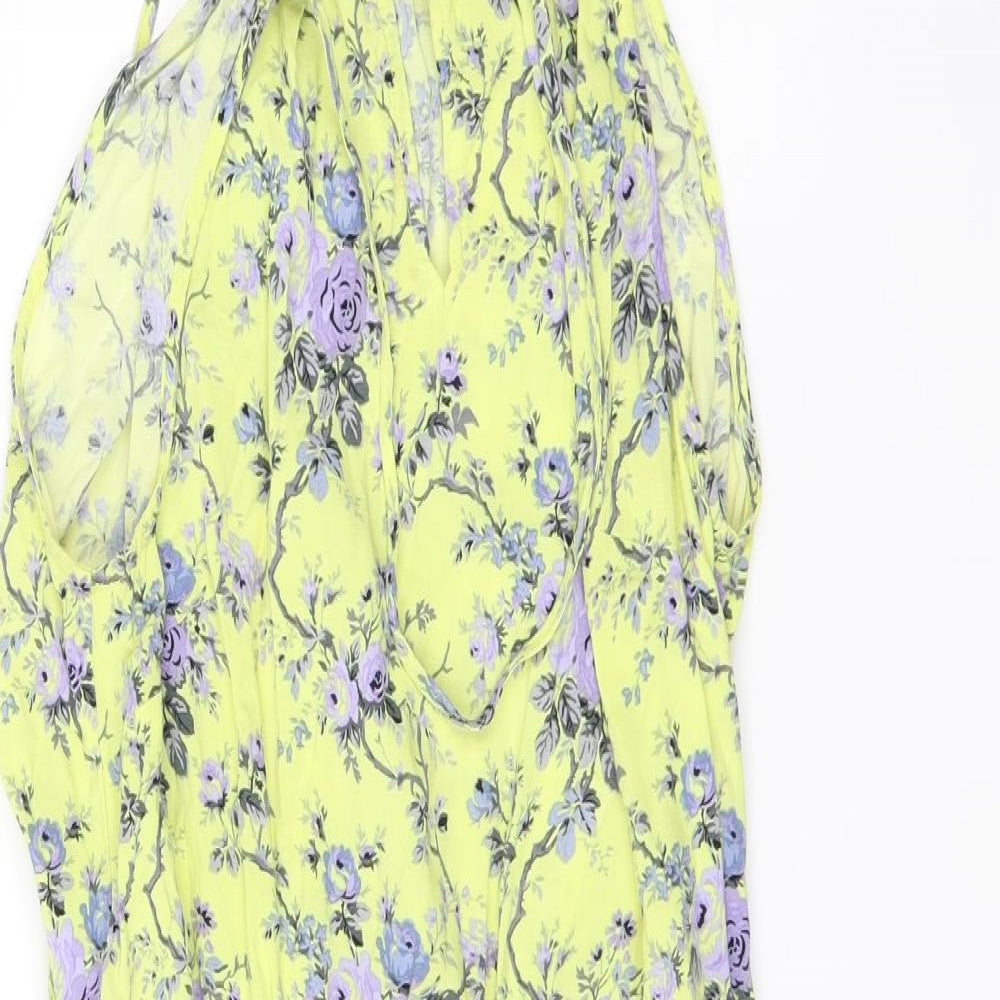 Oasis Womens Yellow Floral Viscose Shift  Size 10  Square Neck
