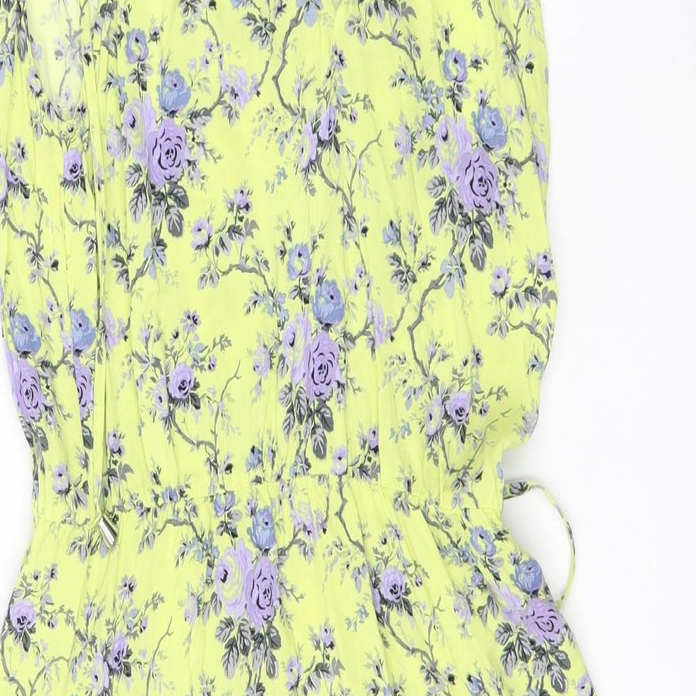 Oasis Womens Yellow Floral Viscose Shift  Size 10  Square Neck