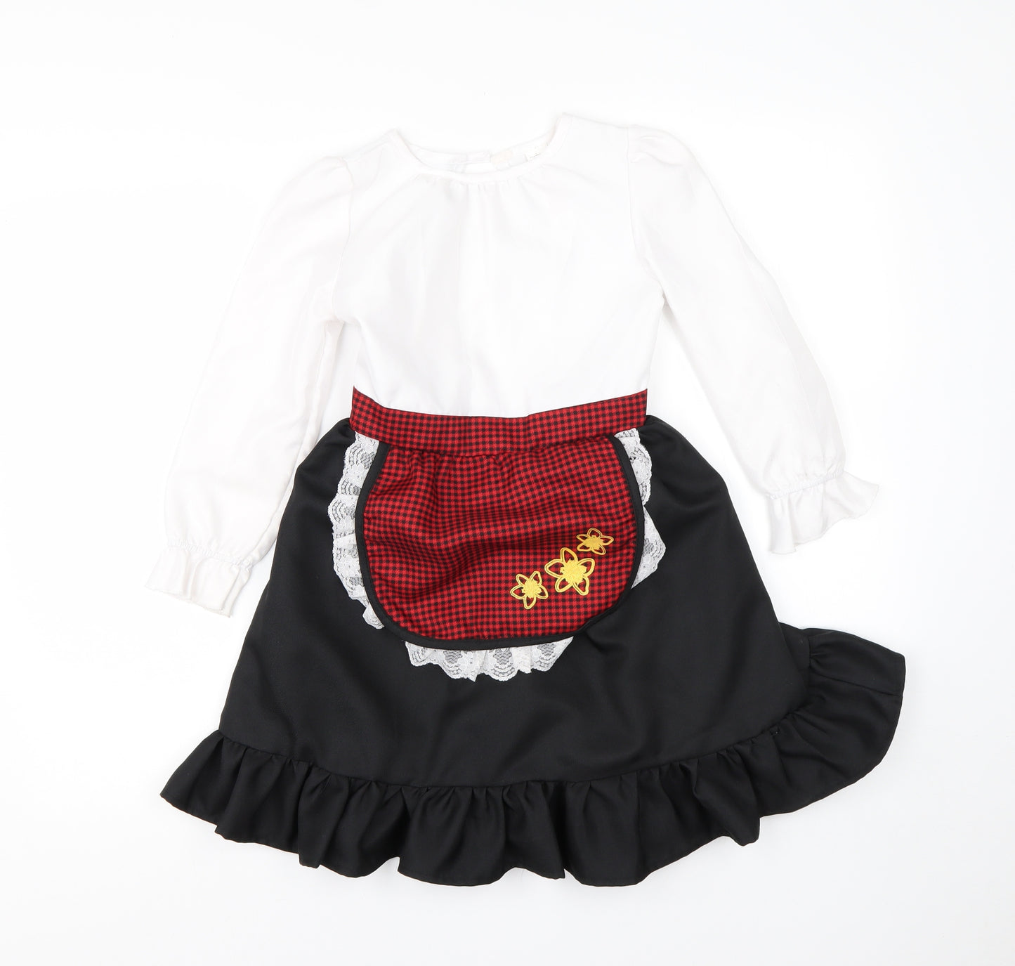 F&F Girls White  Polyester A-Line  Size 5-6 Years  Round Neck