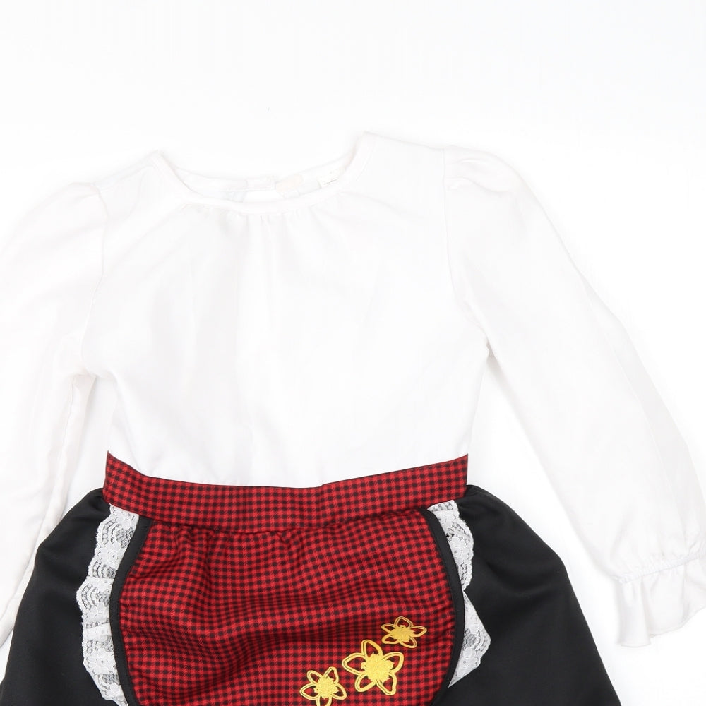 F&F Girls White  Polyester A-Line  Size 5-6 Years  Round Neck