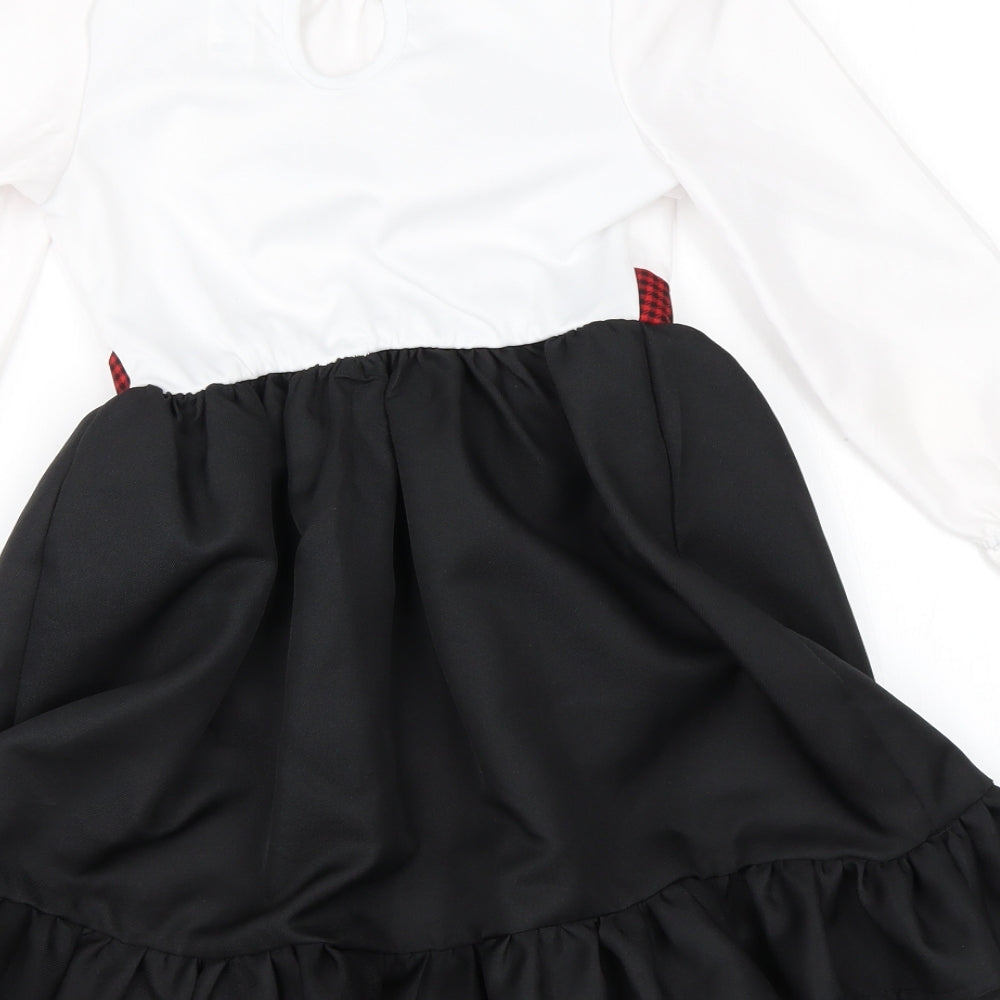 F&F Girls White  Polyester A-Line  Size 5-6 Years  Round Neck