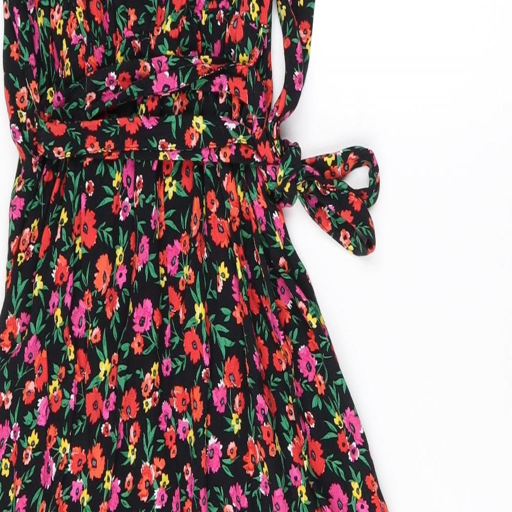 New Look Womens Black Floral Viscose Shift  Size 10  Square Neck