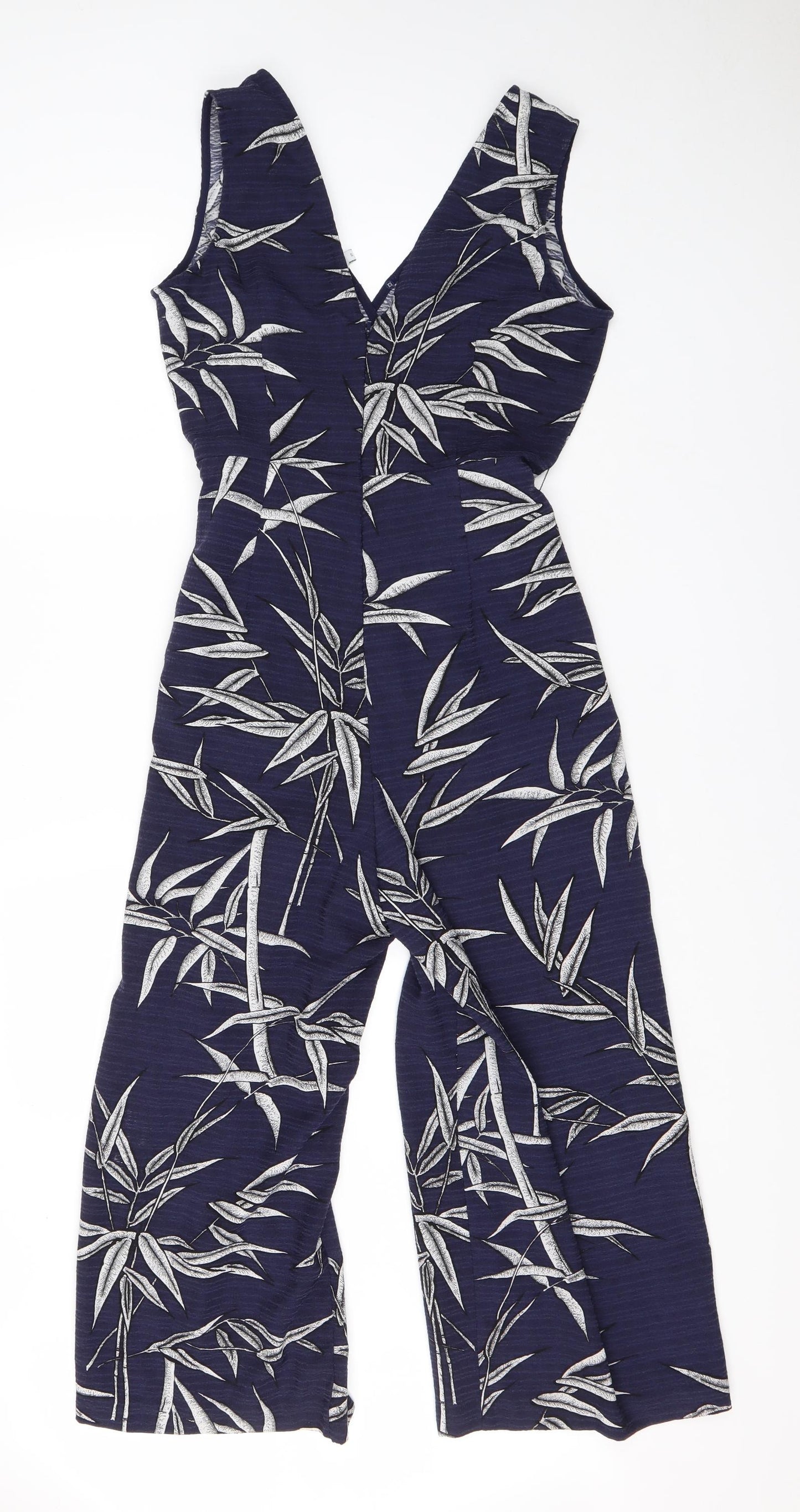 Warehouse Womens Blue Floral Polyester Jumpsuit One-Piece Size 10