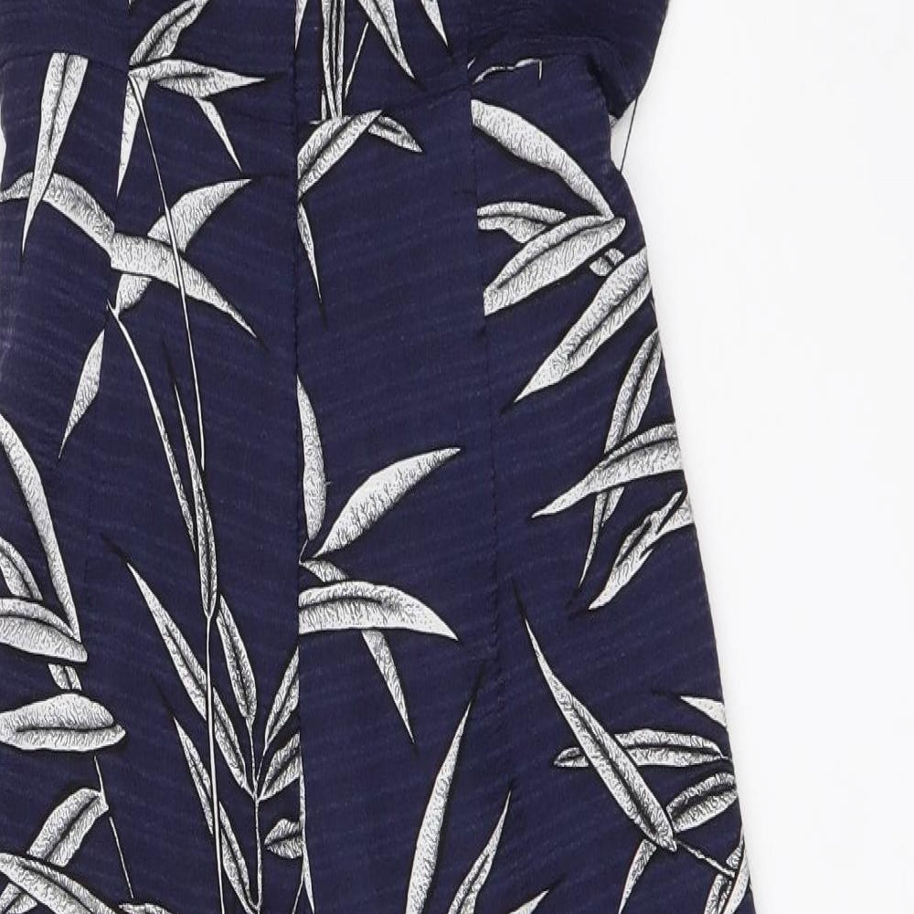 Warehouse Womens Blue Floral Polyester Jumpsuit One-Piece Size 10
