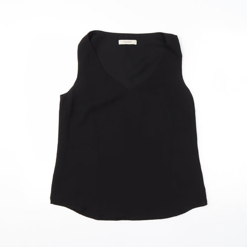 Oasis Womens Black  Polyester Basic Blouse Size 10 V-Neck