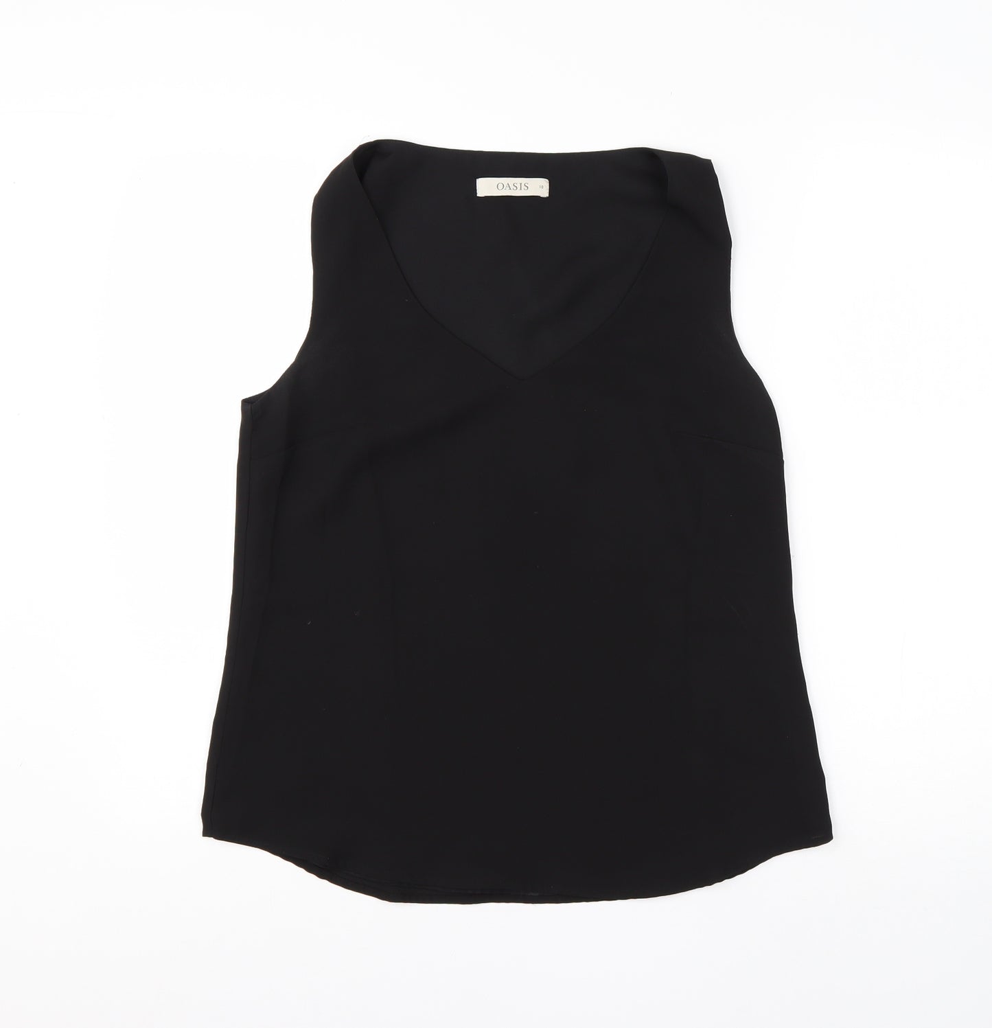 Oasis Womens Black  Polyester Basic Blouse Size 10 V-Neck