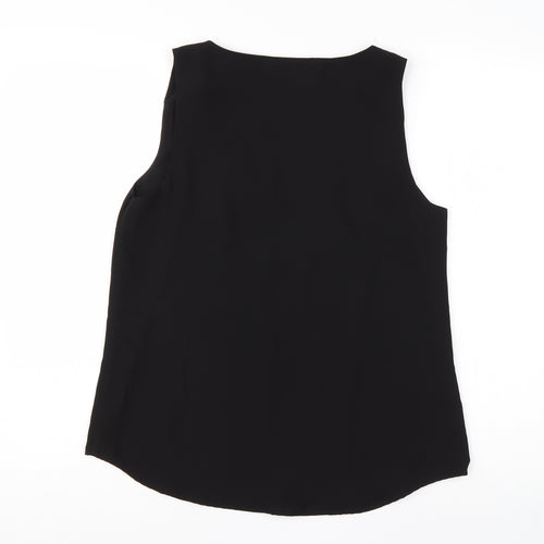 Oasis Womens Black  Polyester Basic Blouse Size 10 V-Neck
