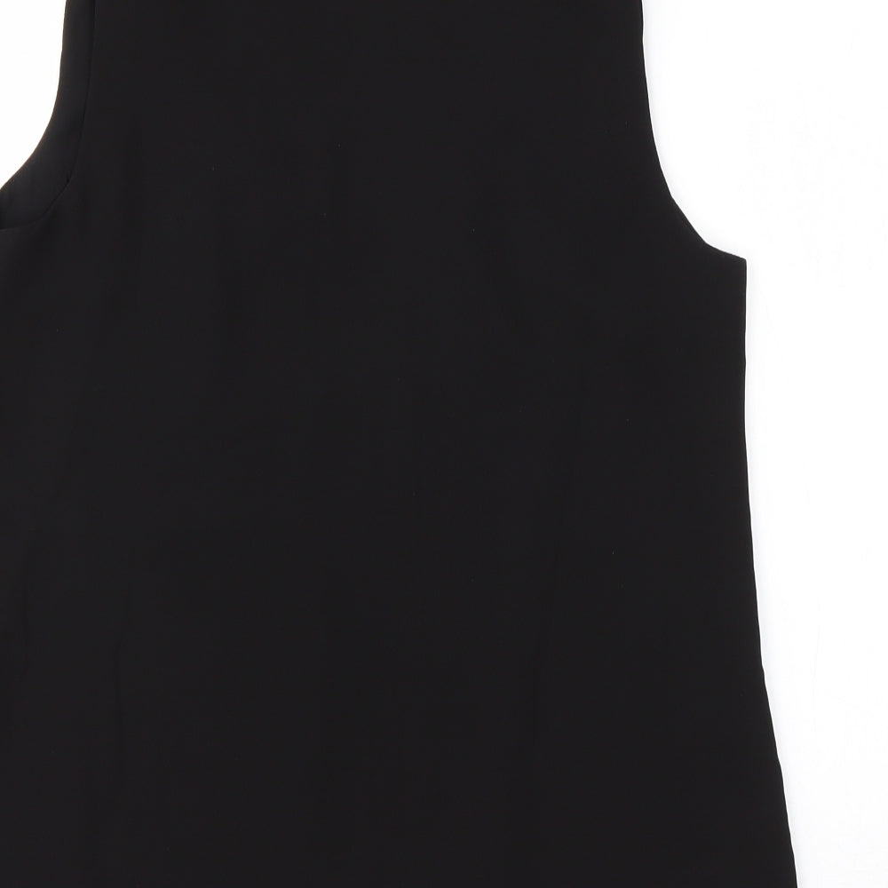 Oasis Womens Black  Polyester Basic Blouse Size 10 V-Neck