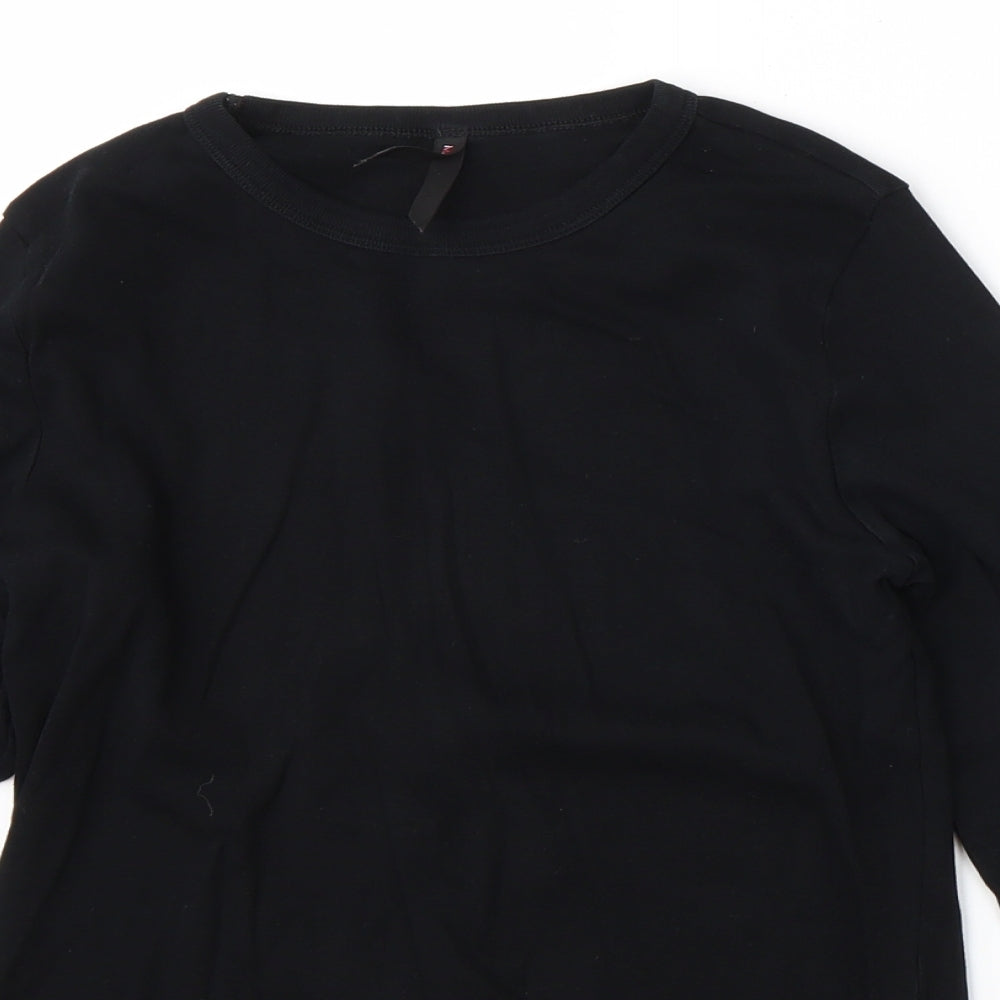 M&S Womens Black  Cotton Basic T-Shirt Size 12 Round Neck